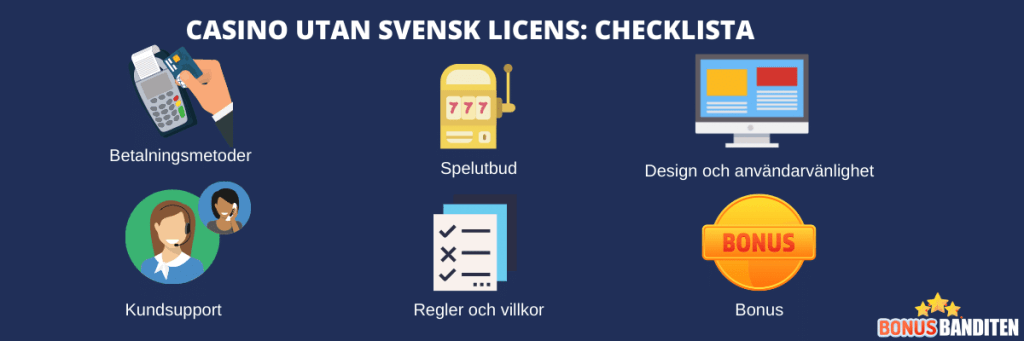 Checklista: Casino utan svensk licens